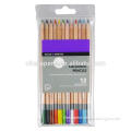 branded 12pcs color pencil dipped end coating inner PVC bag for kids